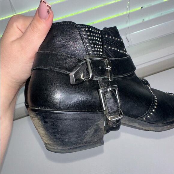 Anine Bing Bianca Leather Boots/Booties Black Silver Gunmetal Studs Size US 6 - Picture 7 of 11
